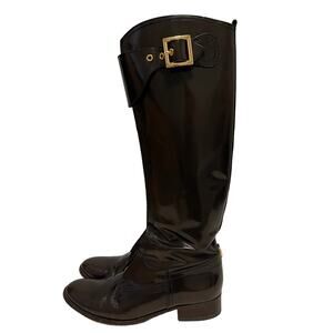 Tory Burch Marco Knee High Brown Leather Riding Side Zip Boots Size 7.5